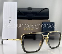 Dita Mach Seven Square Sunglasses DTS135-56-03 Gray Swirl Gold Gray 56mm NEW
