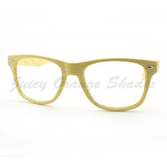 Wood Print Glasses Wood Pattern Clear Lens Square Plastic Frame Spring Hinge
