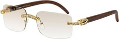 Eyewear Modern Designer Rectangle Retro Black Clear Lens Metal Luxury Woodgrain