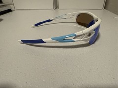 Torege Pre-owned Used Polarized Sports Sunglasses Blue/white With Case W/3 Lens
