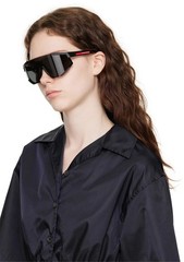 Prada Linea Rossa Men Sunglasses Black Blue Mirror Shield PS04WS DG070A NEW