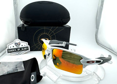 OAKLEY FLAK 2.0 XL POLISHED WHITE W/ RUBY RED POLARIZED GALAXY SUNGLASSES OO9188