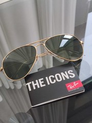 RAY-BAN RB3026, aviator sunglasses , Gold Frame/Large 62mm blackish green Lens