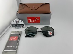 RAY-BAN HEXAGONAL RB3548N 002/58 BLACK G-15 GREEN POLARIZED SUNGLASSES 54MM NEW