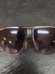 Khan Sunglasses KN-1027 CE Made In China Silver Metal Black Frames
