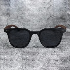Classic Wood Grain Mirror Legs Sunglasses Men’s Small Frame Square Sun