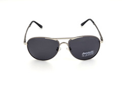 Polarized Porsche Flex Arms Round Metal Aviator Sunglasses Silver Smoke PH10