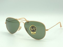 Ray Ban 3025 Matte Gold G15 Green Metal Aviator Sunglasses & Case 58 14