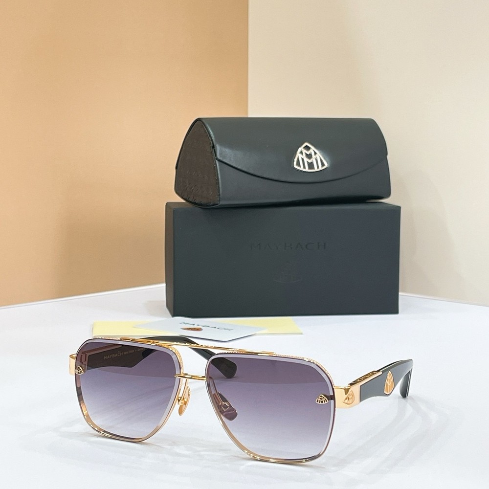 MAYBACH THE SAME I Gold Black / Purple Gradient 140mm Navigator Sunglasses New