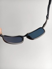 Oakley Badman X-Metal OO6020 Polarized Sunglasses Dark Gray Frame Red Iridium