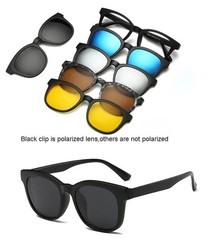Magnetic Clip Sunglasses Square Polarized UV400 Unisex Optical Set 6 In 1 Glass