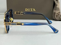 Dita LXN-EVO DT DTS403-WTI-GLD-57 Matte BlUE/ Gold Metal Sunglasses Yellow Lens