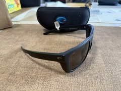 Costa Lido Men’s Rectangle Sunglasses Black Frame Gray Polarized Lenses
