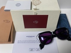 Jacques Marie Mage Taos Hopper Square Sunglasses Black Acetate Purple Glass