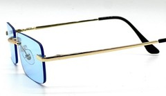 Mens Sunglasses Hip Hop SQUARE Frame Quavo Migos Rimless Clear Lens Gold Shades