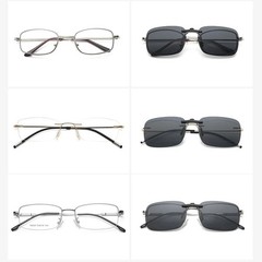 Square Clip on Sunglasses Women Polarized Black Lens UV400 Night Vision Driving