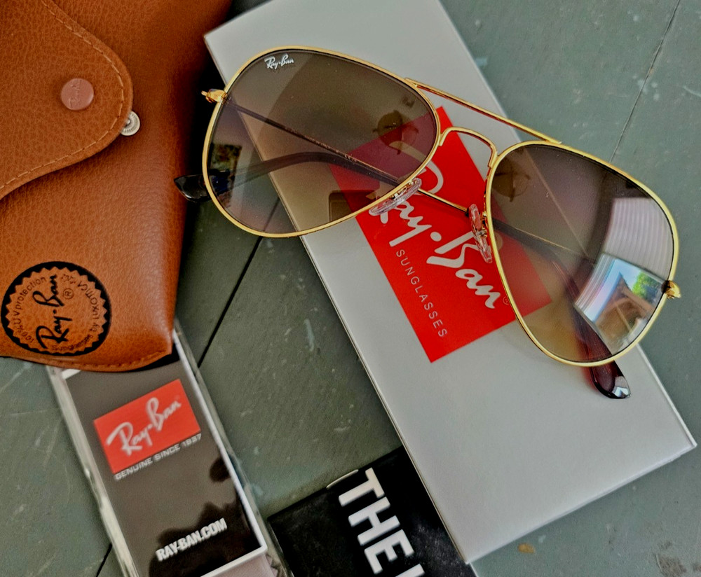 Ray-Ban Sunglasses RB3025 Aviator Gradient Gold Frame Light Brown Lens 58mm US