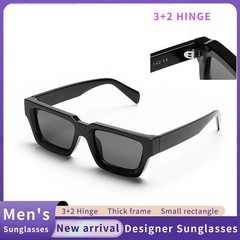 Ruiao 2026 fashion black small rectangular thick frame sunglasses for men