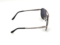 Polarized Porsche Flex Arms Round Metal Aviator Sunglasses Silver Smoke PH10
