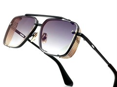 SUNGLASSES MEN DESIGNER STYLE SHIELD FANCY FLAT TOP RETRO MODERN LARGE GOLD 2023