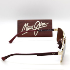 NEW Maui Jim PIHA Polarized Sunglasses Shiny Gold Burgundy Dual Mirror DGS621-16