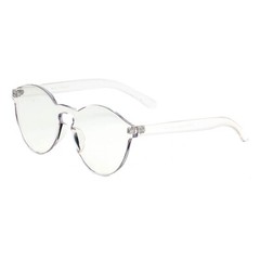 Rimless Flat Lens Sunglasses One Thick Translucent Round Lens Frame UV400