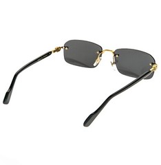 GUCCI WEB Logo 1221 Black Gold 001 Rimless Narrow Unisex Sunglasses GG1221S