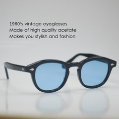 Men solid Acetate Johnny Depp blue sunglasses mens hipster sky blue lens glasses