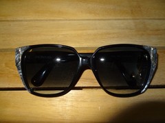 Luxottica 1412 Pearl Black Floral Grey Sunglassess UV Guard