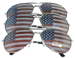 3 PAIRS of SILVER US Aviator USA American Flag Sunglasses United States stars