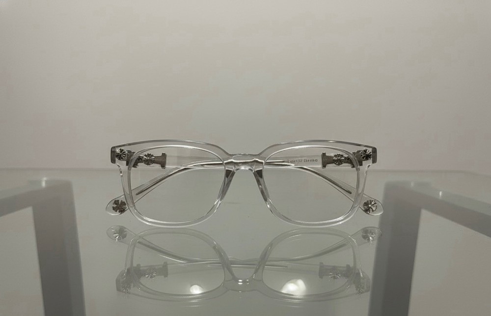 Clear Chrome Heart Style Glasses