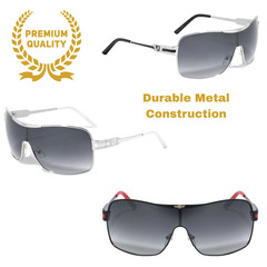 KHAN WRAP AROUND ONE PIECE SHIELD LENS AVIATOR SUNGLASSES SPORT RETRO DESIGNER
