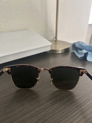 Ray-Ban Clubmaster RB3016 Browline Tortoise Brown Frame Black Tinted Glass