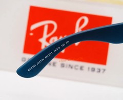 Ray-Ban Justin RB4165 Square Sunglasses Blue Rubber Grey Gradient Unisex 54mm