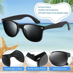 Black Sunglasses Retro Black Shades UV Protection Unisex Adults