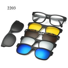 Magnetic Clip Sunglasses Square Polarized UV400 Unisex Optical Set 6 In 1 Glass