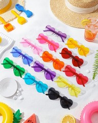 20 Pairs Heart Sunglasses for Women, Colorful Rimless Fun Heart Glasses for W…