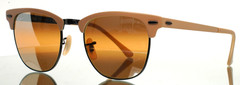 RAY BAN RB3716 9157/AG Clubmaster Metal Beige Black Mirror Sunglasses 51-21-145