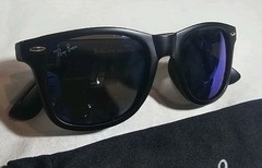 Ray-Ban Wayfarer Sunglasses Blue Polarized, Black, Unisex 3018C