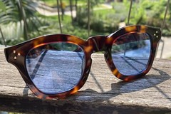 Vintage Blue Sunglasses Men Solid Acetate Tortoise Glasses Women Skyblue Glasses