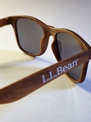LL Bean #BeanOutsider Sunglasses Wood Pattern Light Frames UV Protective Lenses