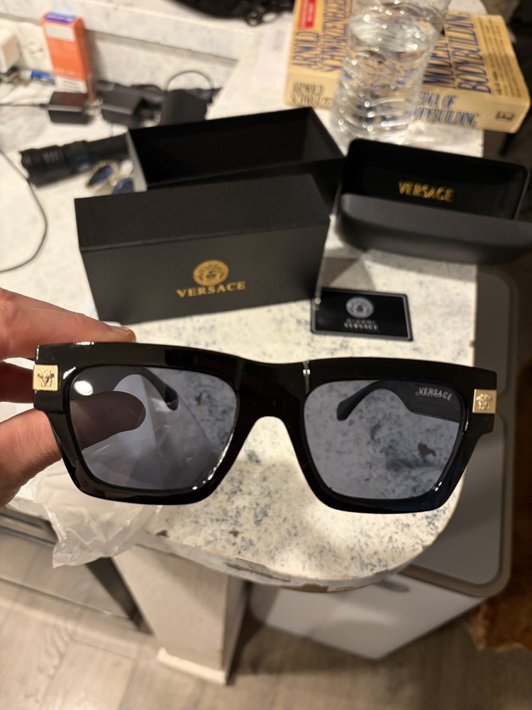 VERSACE VE4464 Black Grey Men’s 55 mm Sunglasses
