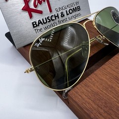 Vintage Ray Ban B&L GREEN RB3 aviator 58mm NOS new sunglasses small flaws