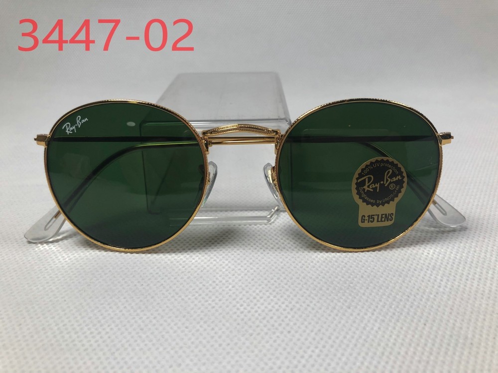 Ray-Ban RB3447 Round Gold Frame Green Lens Sunglasses