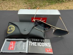 Ray-Ban RB3362 Cockpit Sunglasses, Gold Frame, Blue Gradient G-15 Lens