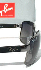 UK Ray Ban Gunmetal & Black w POLARIZED Grey Blue Lens Sunglass RB3478 004