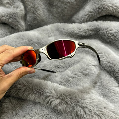 Vintage Oakley Juliet X-Metal Polarized Sunglasses Red Lens Silver Frames