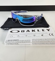 Oakley Turbine Rotor OO9307 Clear Frame Blue Mirrored Wrap Sunglasses