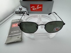 RAY-BAN HEXAGONAL RB3548N 002/58 BLACK G-15 GREEN POLARIZED SUNGLASSES 54MM NEW