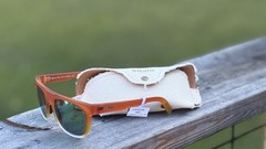 New $219 Bajio Chalem Sunglasses Polarized Poly Nylon Frame Shades Orange Green